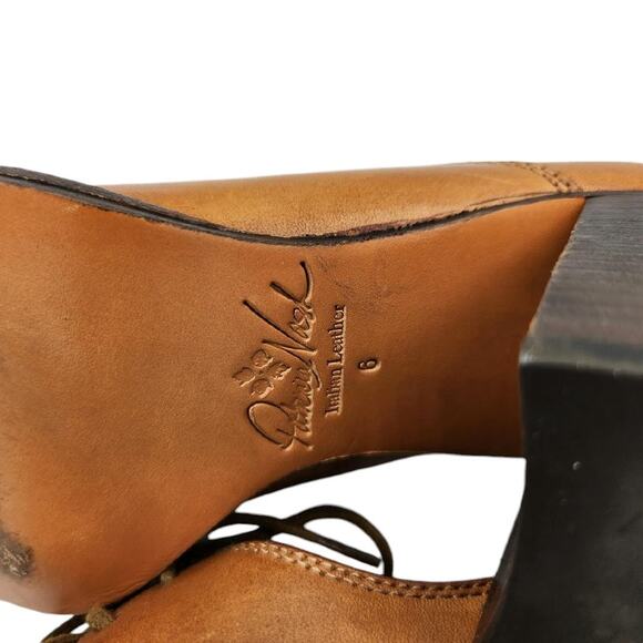 Patricia Nash Anna Block Heel Oxfords Tan Brown Leather Women's Size 6 - Picture 11 of 13